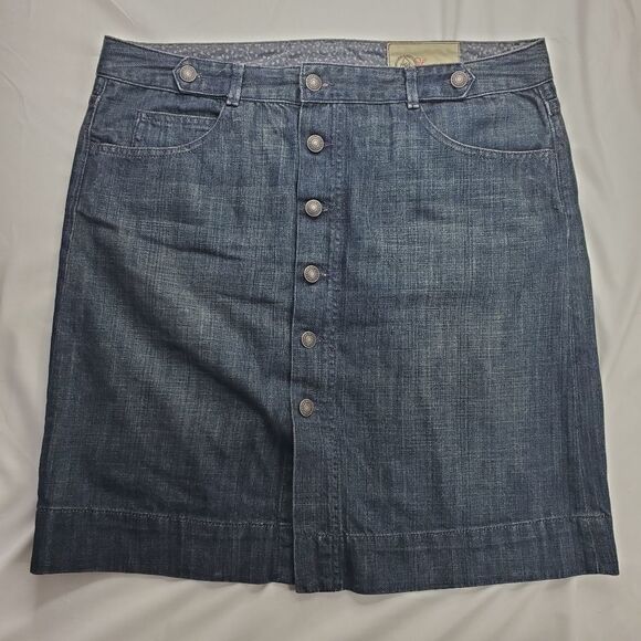 12 GAP JEANS DENIM BUTTON FLY FRONT JEAN SKIRT - Picture 7 of 10